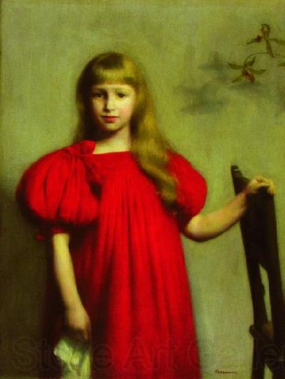 Pankiewicz, Jozef Portrait of a girl in a red dress Norge oil painting art
